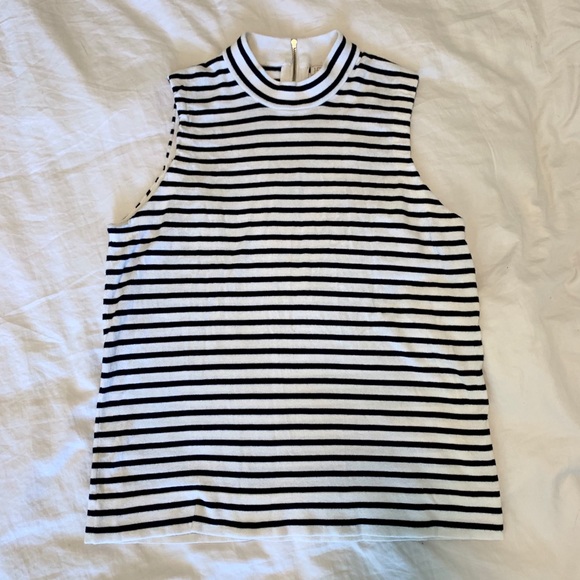 J. Crew Tops - J.CREW | Navy & White Mockneck Tank